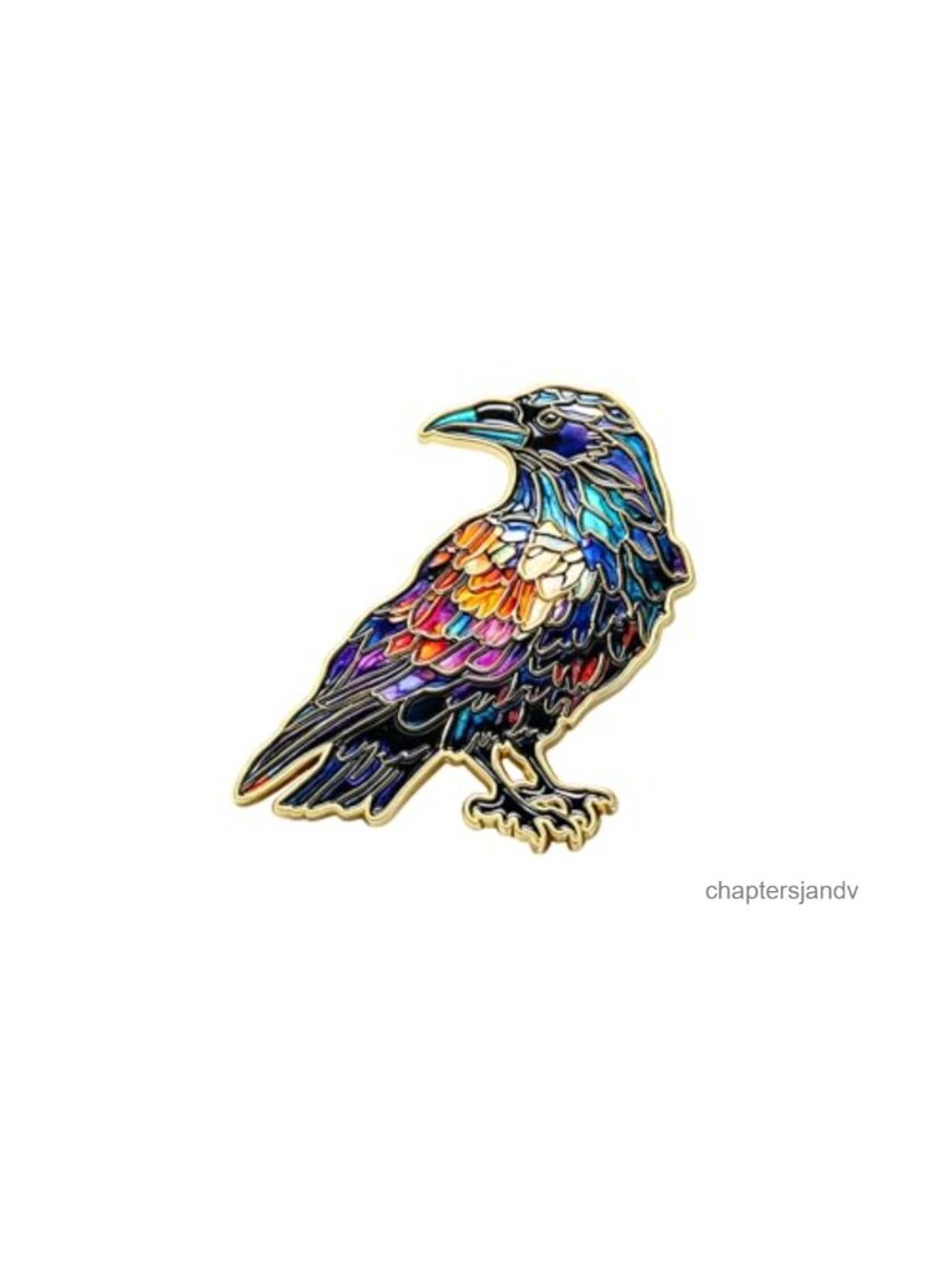 Stained Glass Raven Enamel Pin Gold Plated Gothic Bird Brooch Halloween